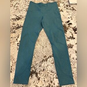 Zyia Active Dark Teal Floral Light & Tight 7/8 Leggings with Pockets